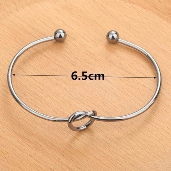 Knot Bangle Bracelet Dark Silver Gun Black Cuff - Picture 3 of 6